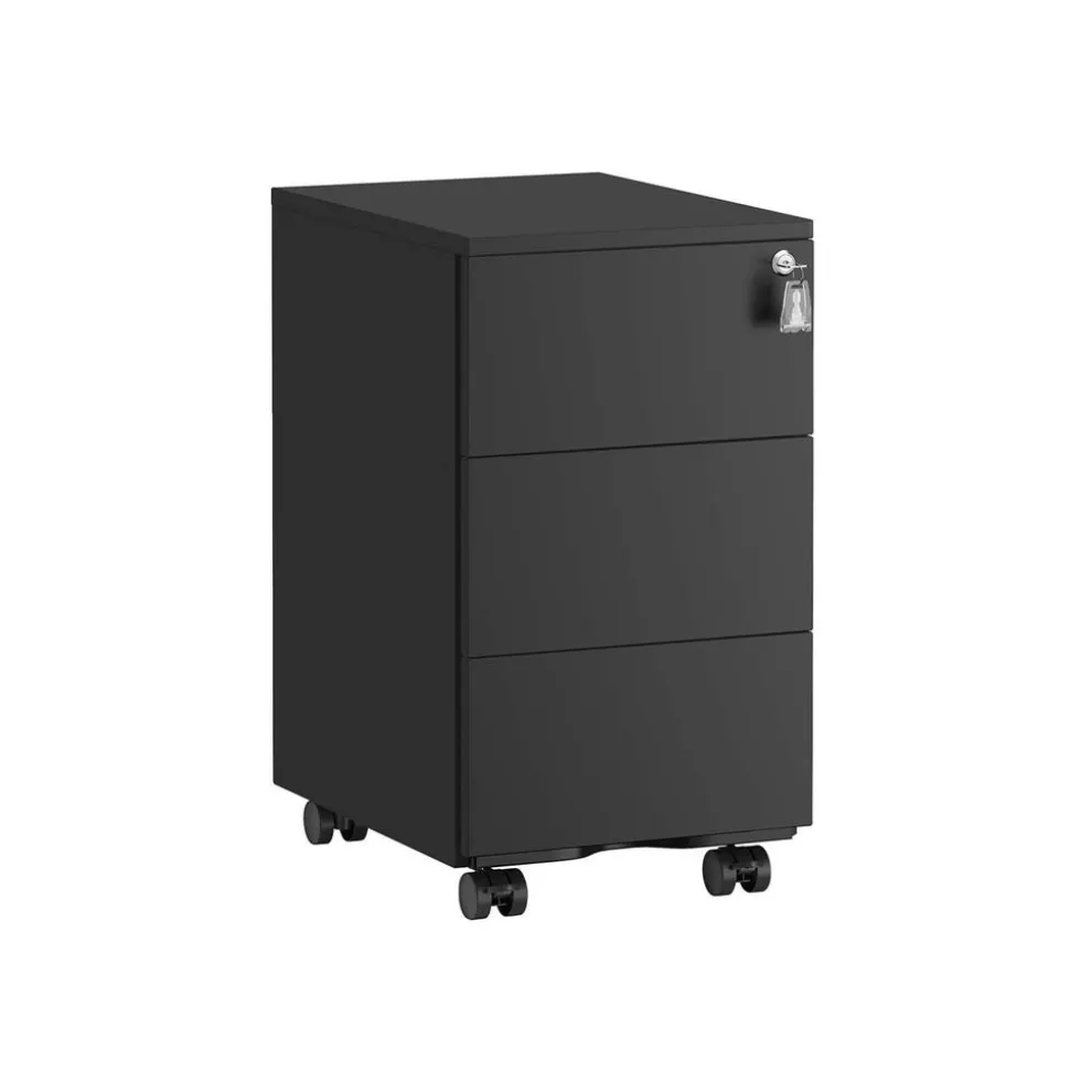 Caisson de bureau mobile avec 4 tiroirs noir d'encre