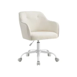 Chaise de bureau ergonomique en tissu peluche beige cappuccino