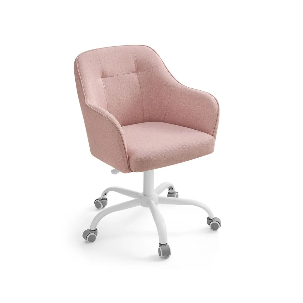 Chaise de bureau ergonomique en tissu peluche beige cappuccino
