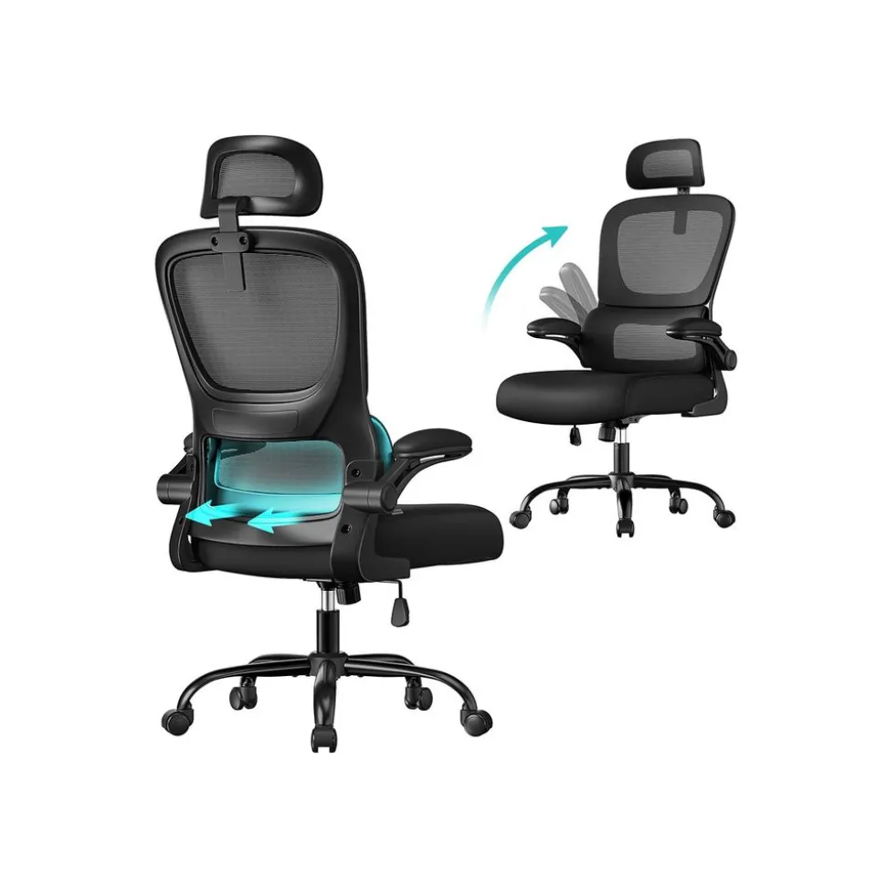 Chaise de bureau ergonomique en maille avec soutien lombaire ajustable