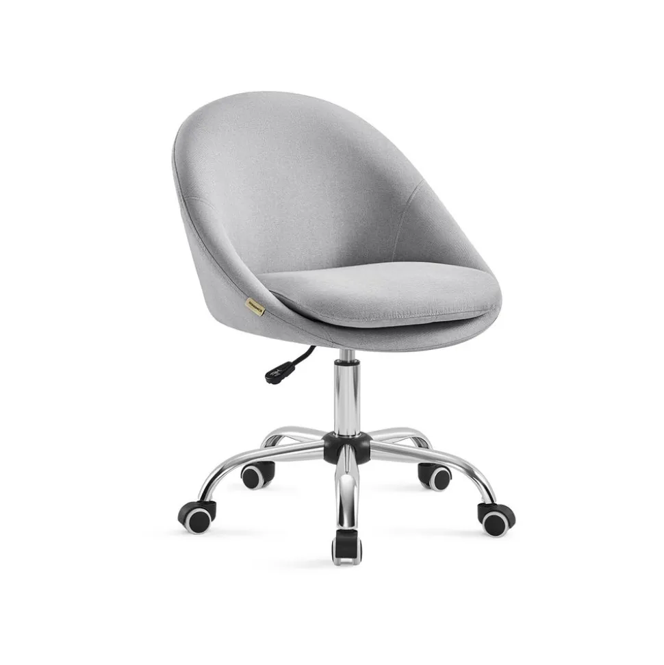 Chaise de bureau pivotant en tissu peluche beige cappuccino et blanc nuage