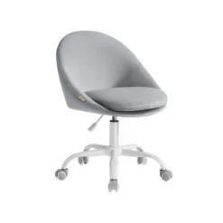 Chaise de bureau pivotant en tissu peluche beige cappuccino et blanc nuage