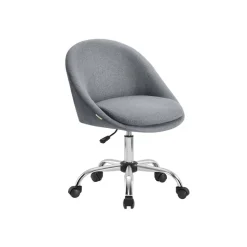 Chaise de bureau pivotant en tissu peluche beige cappuccino et blanc nuage