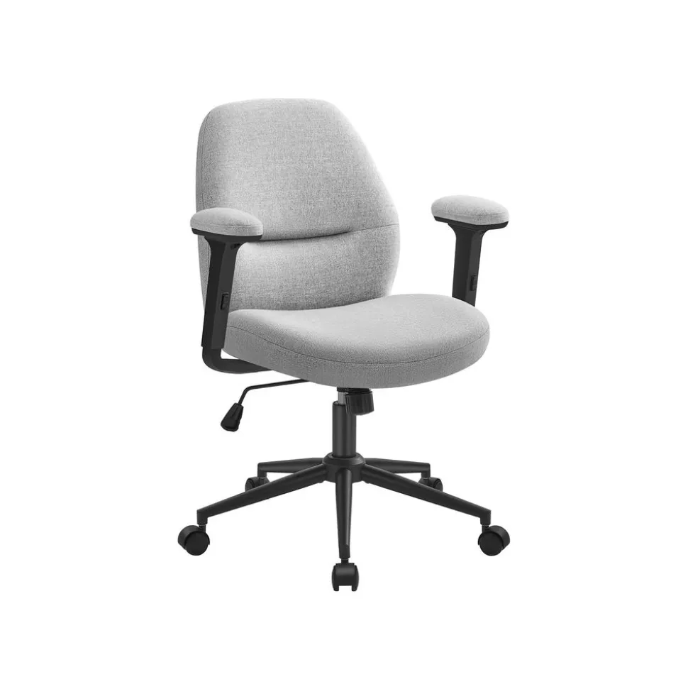 Chaise de bureau pivotante tissu coton-lin rose bonbon