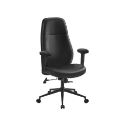 Chaise de bureau pivotante PU noir d'encre