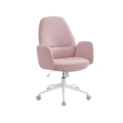 Chaise de bureau tissu coton-lin rose bonbon