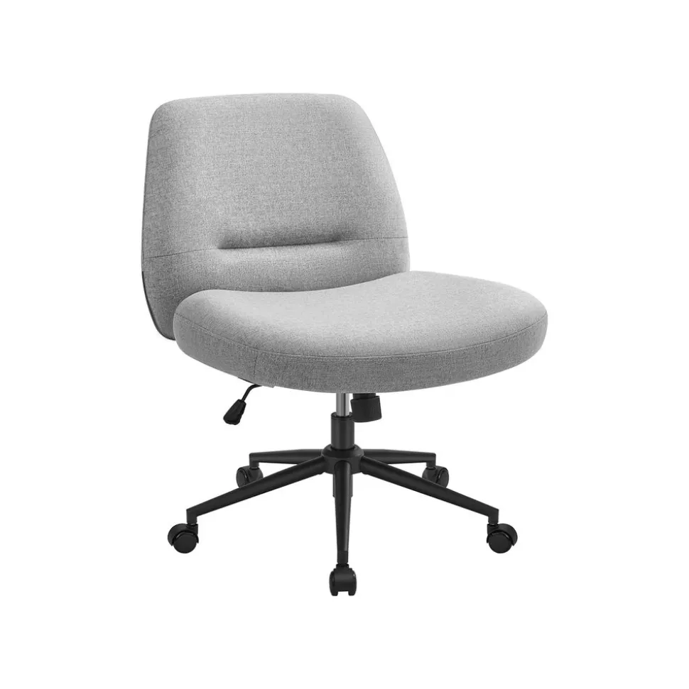 Chaise de bureau tissu coton-lin gris tourterelle