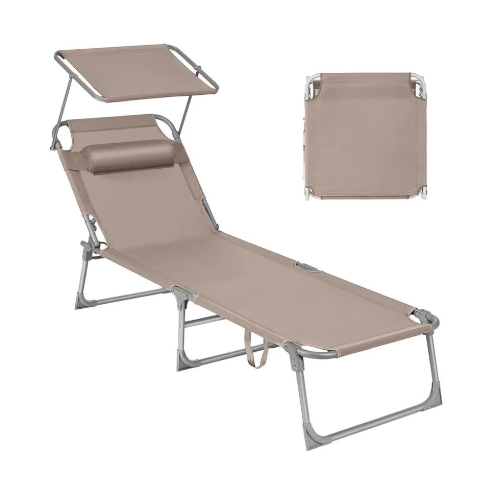 Chaise longue pliable grège