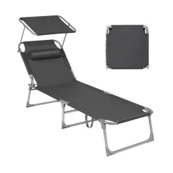 Chaise longue pliable grège