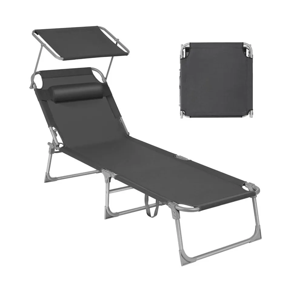 Chaise longue pliable grège