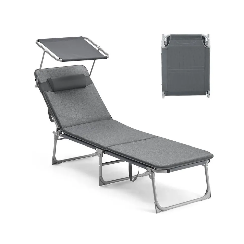 Chaise longue pliable grège