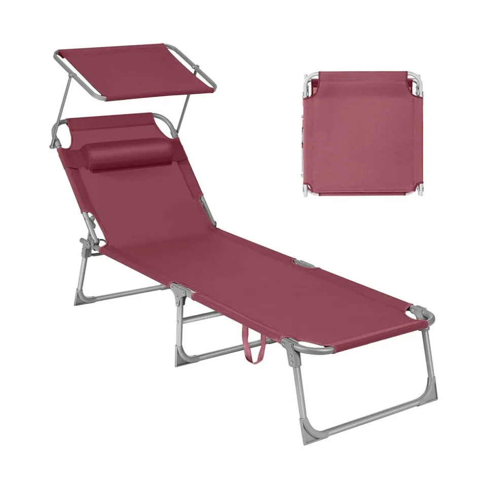 Chaise longue pliable grège