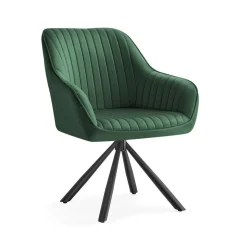 Chaise salle à manger fauteuil pivotant charge 120 kg marron caramel et noir d'encre