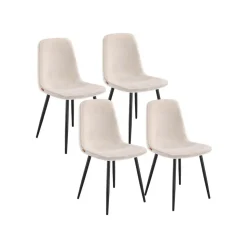 Chaises de salle à manger lot 4 Blanc Crème