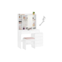 Coiffeuse avec LED miroir tiroirs 3 luminosités réglables blanc nuage