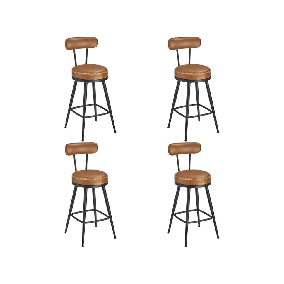 Collection EKHO - 2 Tabourets de bar en PU marron caramel