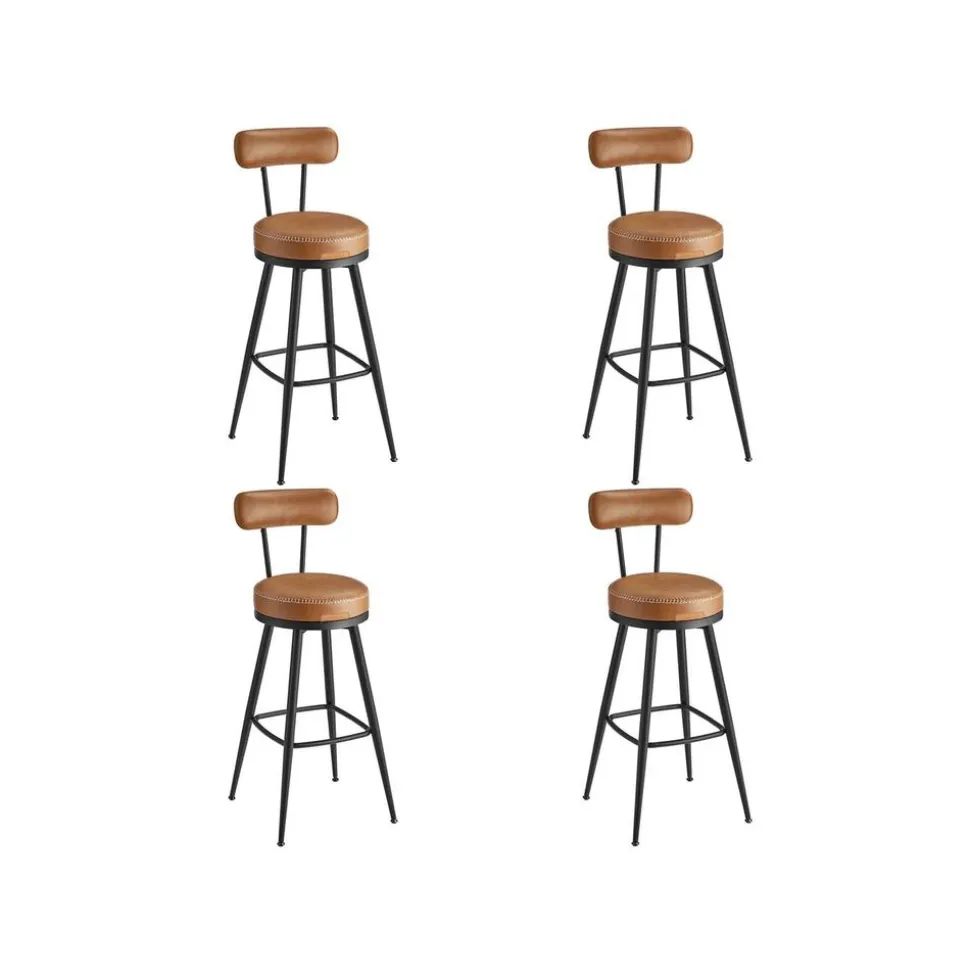 Collection EKHO - 2 Tabourets de bar en PU marron caramel