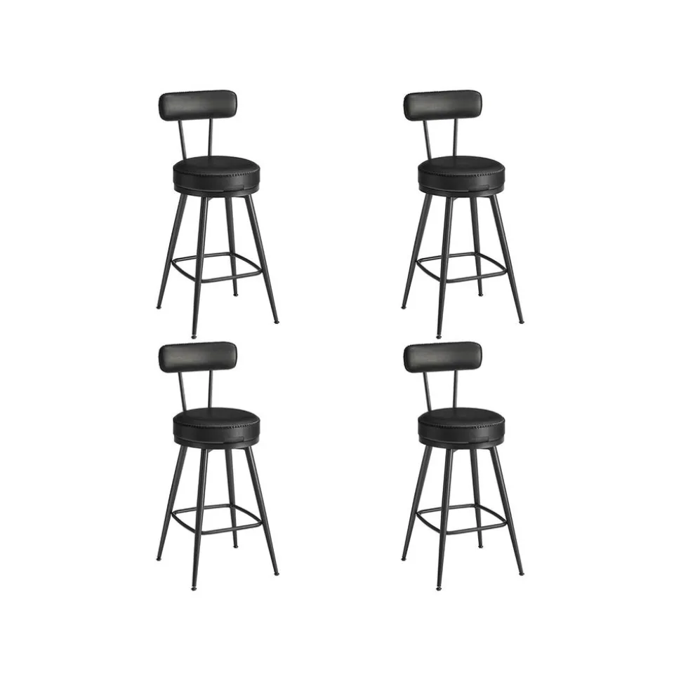 Collection EKHO - 2 Tabourets de bar en PU marron caramel