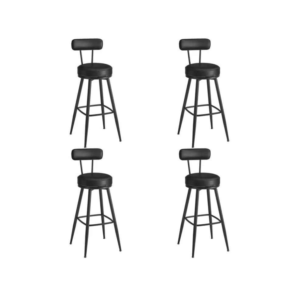 Collection EKHO - 2 Tabourets de bar en PU marron caramel