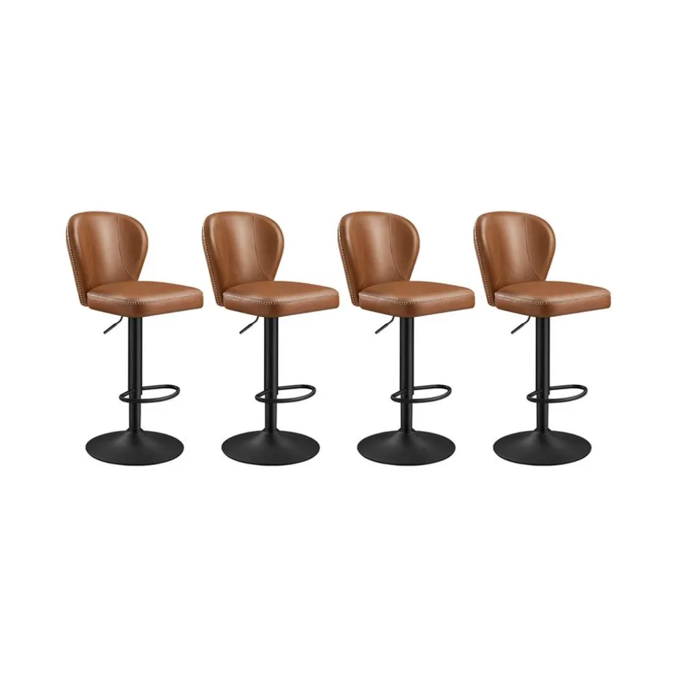 Collection EKHO - 2 tabourets de bar pivotant à 360° avec dossier marron caramel