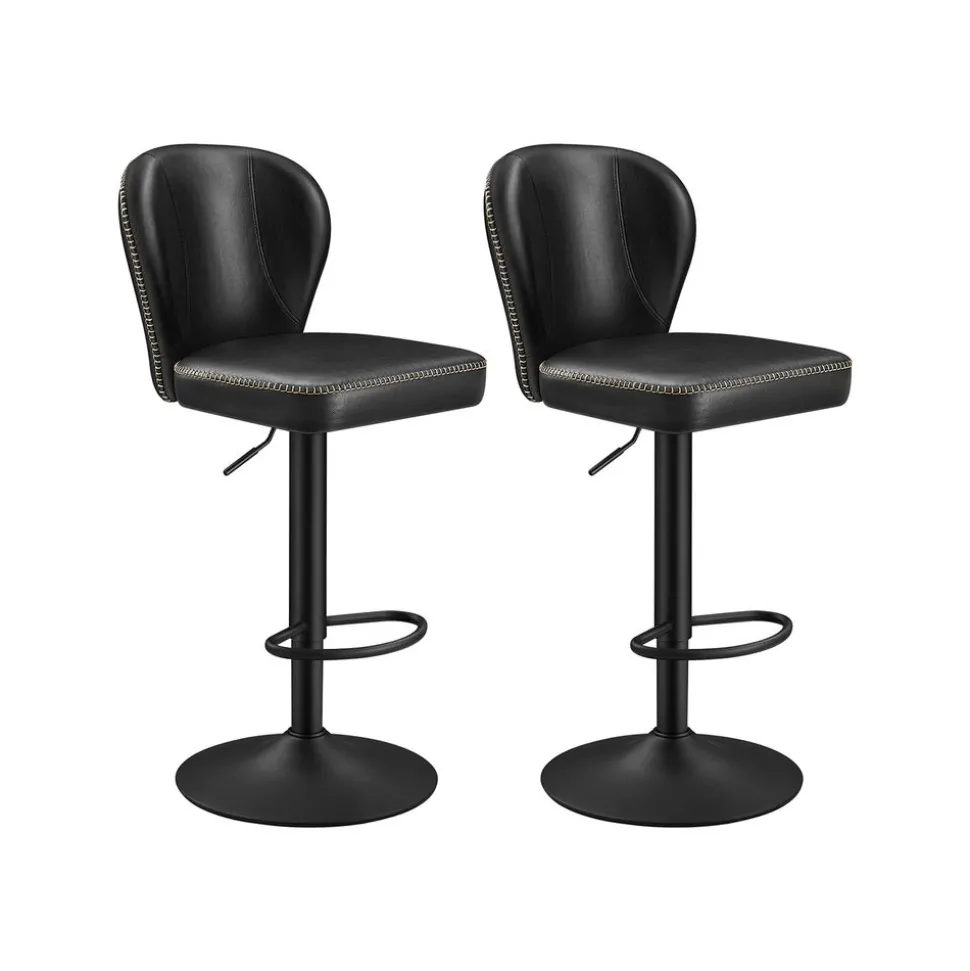 Collection EKHO - 2 tabourets de bar pivotant à 360° avec dossier marron caramel