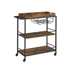 Desserte de style industriel cadre en acier 40 x 88 x 96 cm marron rustique et noir