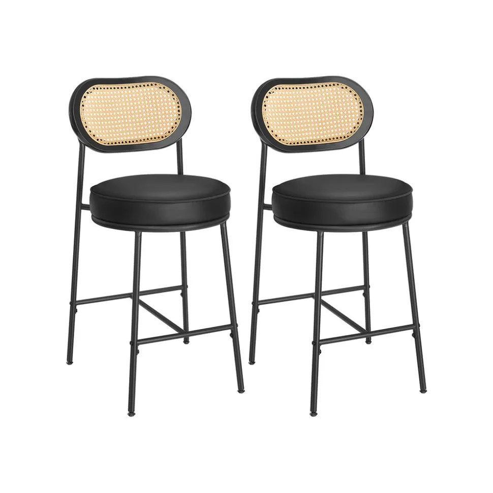 EKHO 2 tabourets de bar avec dossier incurvé marron caramel