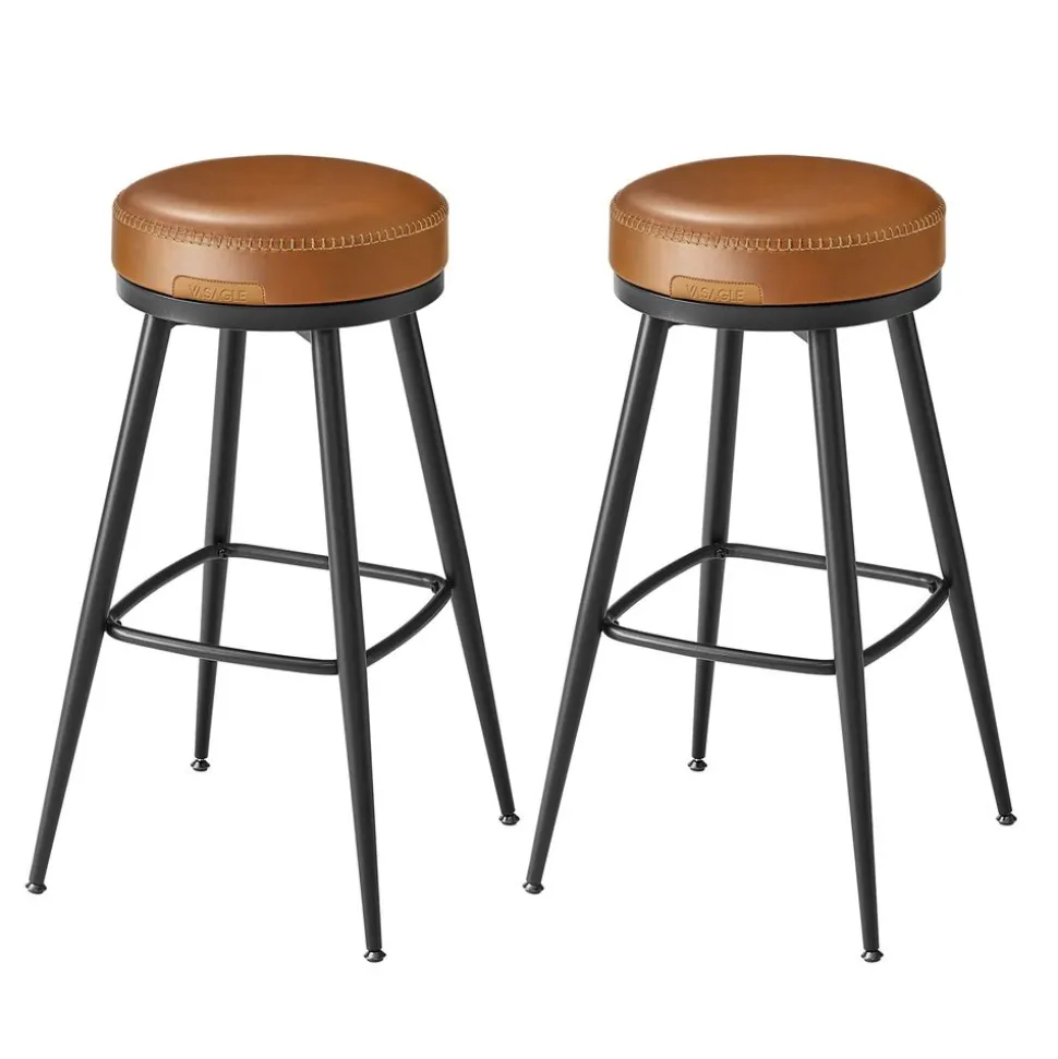 EKHO 2 tabourets de bar pivotant à 360° hauteur 76 cm marron caramel