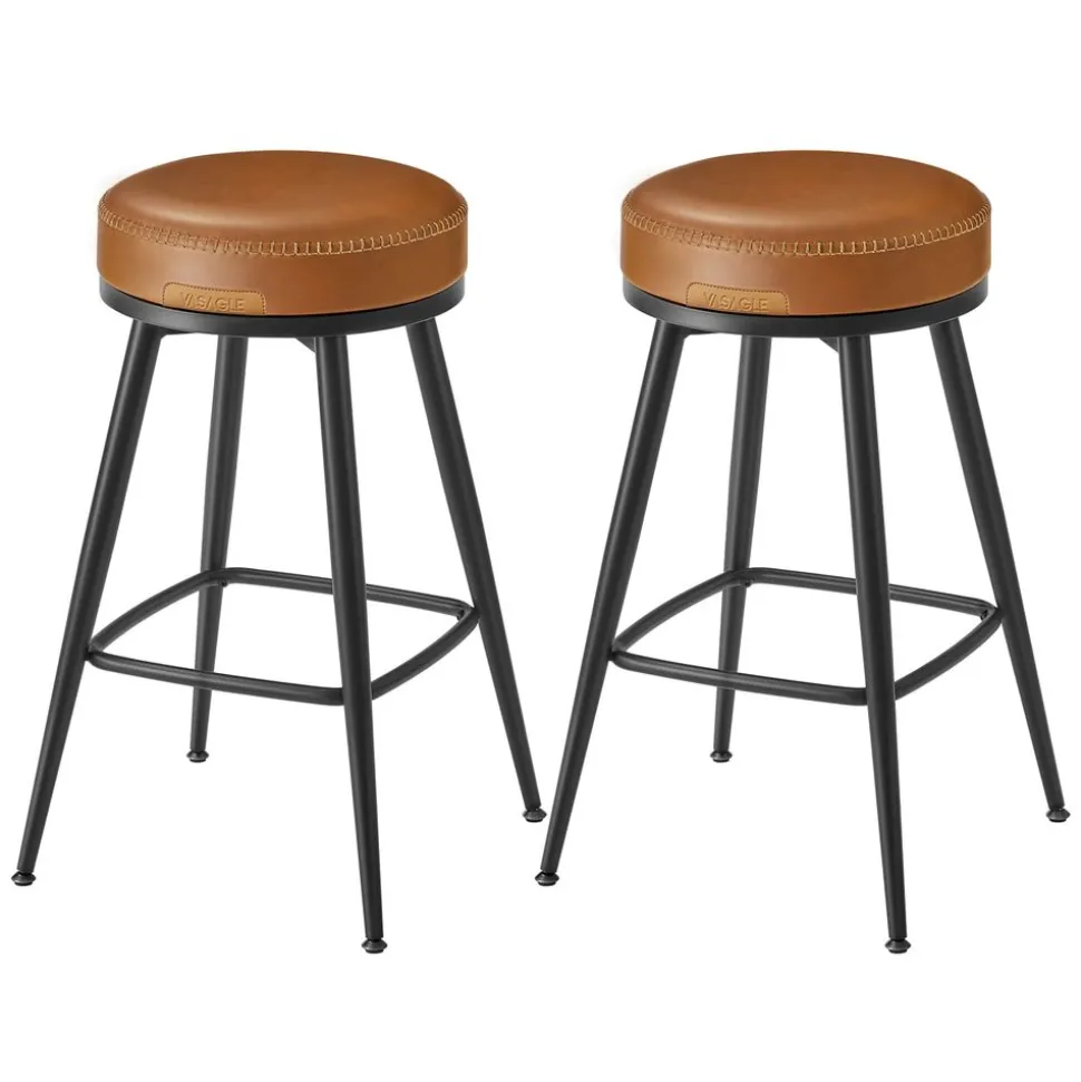 EKHO 2 tabourets de bar pivotant à 360° hauteur 76 cm marron caramel