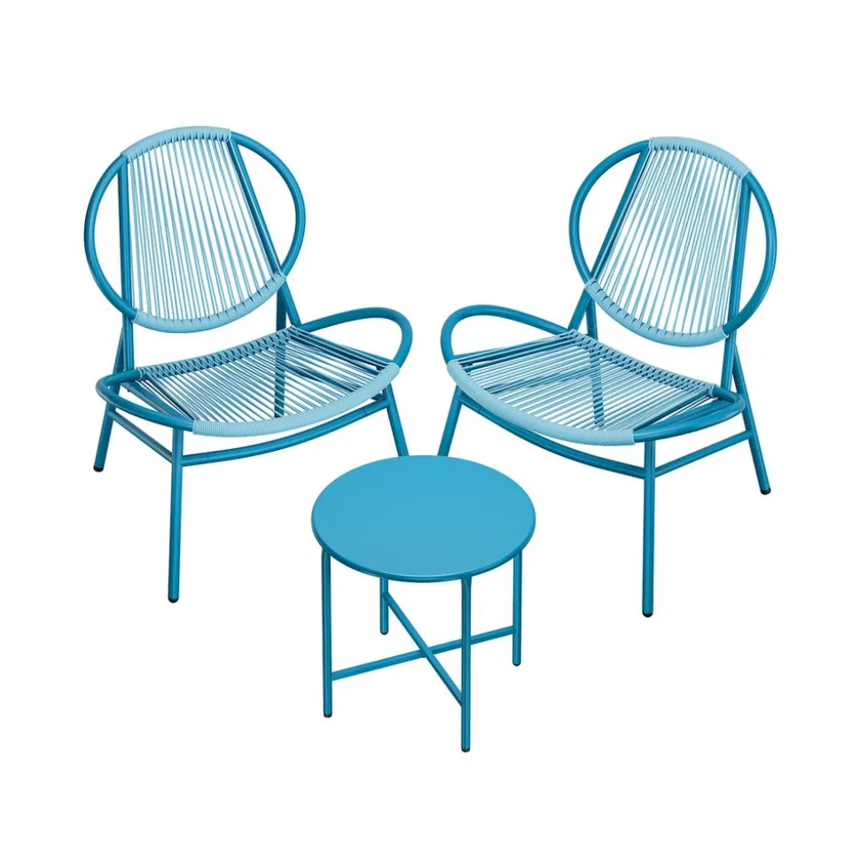 Ensemble salon de jardin 1 table 2 chaises noir d'encre