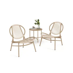 Ensemble salon de jardin 1 table 2 chaises noir d'encre