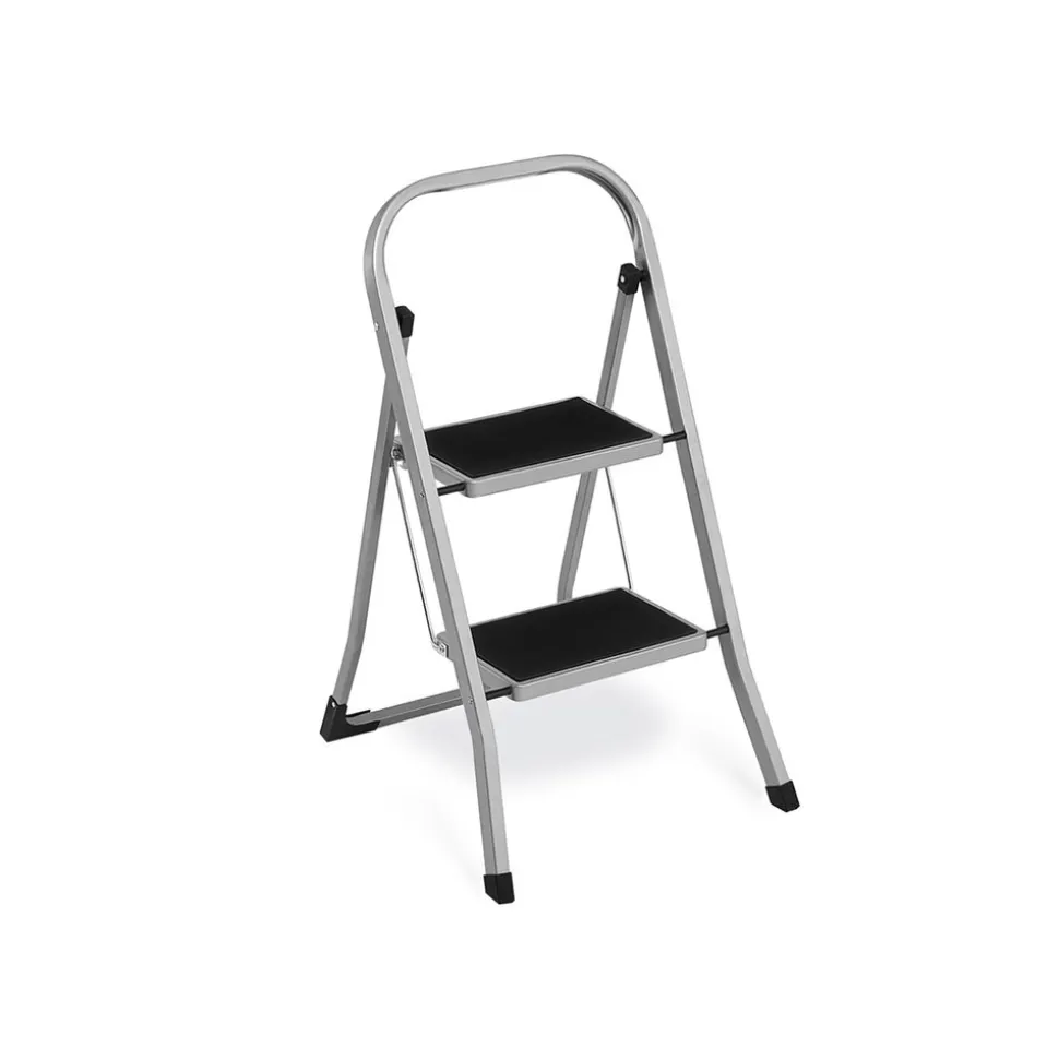 Escabeau 2 marches pliable gris
