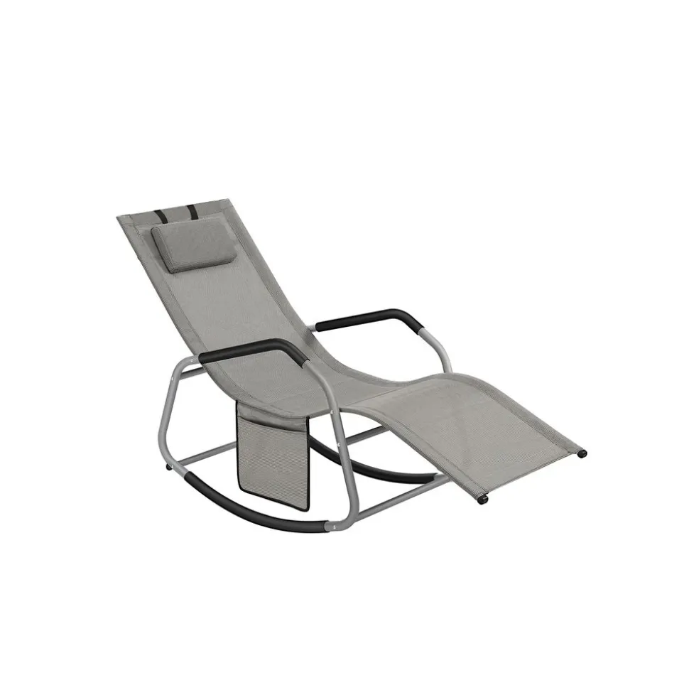 Fauteuil à bascule cadre en acier 151 x 56 x 90 cm gris tourterelle