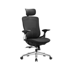 Fauteuil ergonomique réglable en toile gris tourterelle