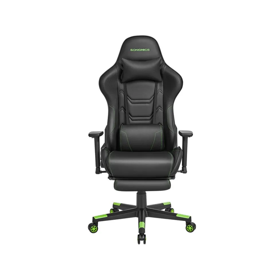 Fauteuil Gaming accoudoirs 3D noir et vert