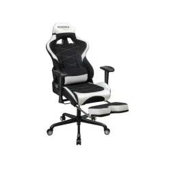 Fauteuil repose-pieds noir blanc