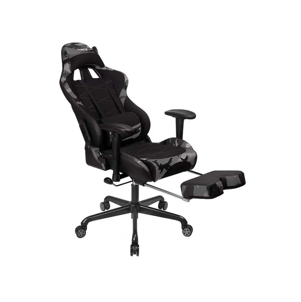 Fauteuil repose-pieds noir blanc