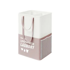 90L Panier à linge 2 compartiments gris foncé