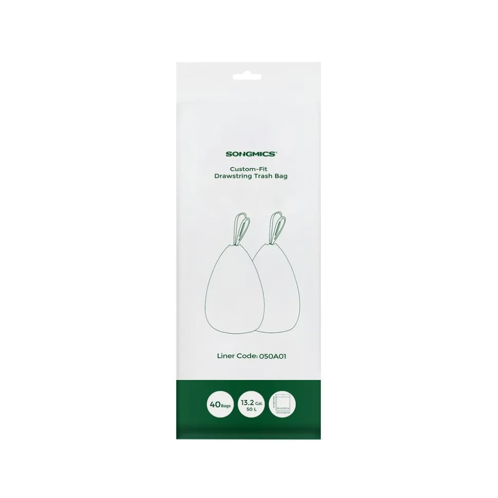 50L Sacs poubelle à cordon 40 pièces blanc