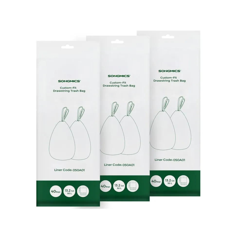 50L Sacs poubelle à cordon 40 pièces blanc