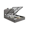 Lit coffre 140 x 190 cm avec rangement éclairage gris ardoise