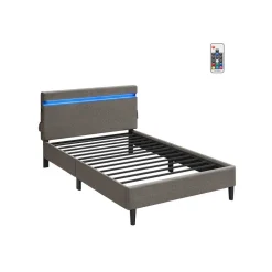 Lit double en métal 140 x 190 cm gris foncé