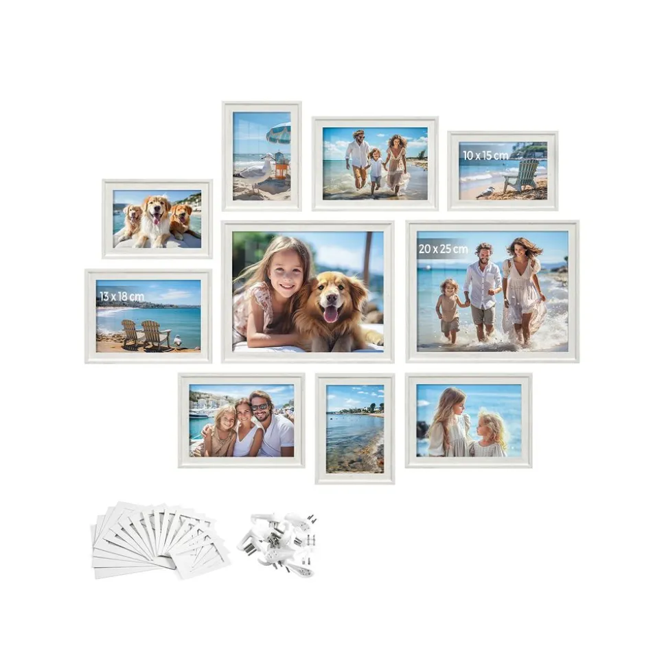 Lot de 10 cadres photo mdf et verre noir cendré