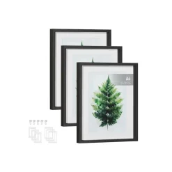 Lot de 3 cadres photo verre MDF 37 x 29,3 cm noir cendré
