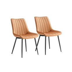 Lot de 2 chaise salle à manger marron caramel et noir d'encre
