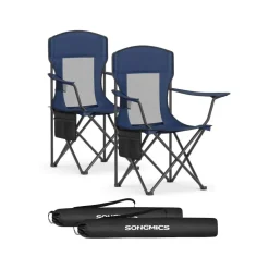 Lot de 2 chaises de camping avec porte-gobelet supporter jusqu’à 150 kg noir d’encre