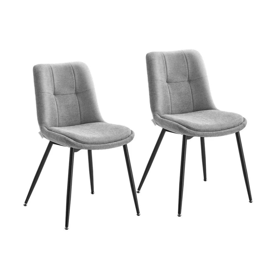 Lot de 2 chaises salle à manger chenille jusqu’à 120 kg pieds en métal blanc crème