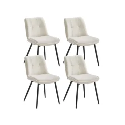 Lot de 2 chaises salle à manger chenille jusqu’à 120 kg pieds en métal blanc crème