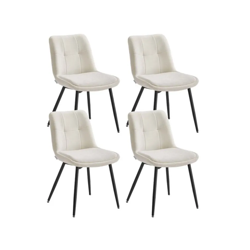 Lot de 2 chaises salle à manger chenille jusqu’à 120 kg pieds en métal blanc crème