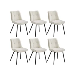 Lot de 2 chaises salle à manger chenille jusqu’à 120 kg pieds en métal blanc crème